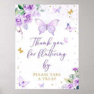 Poster Purple Gold Butterfly Floral S'Il Vous Plaît Prend