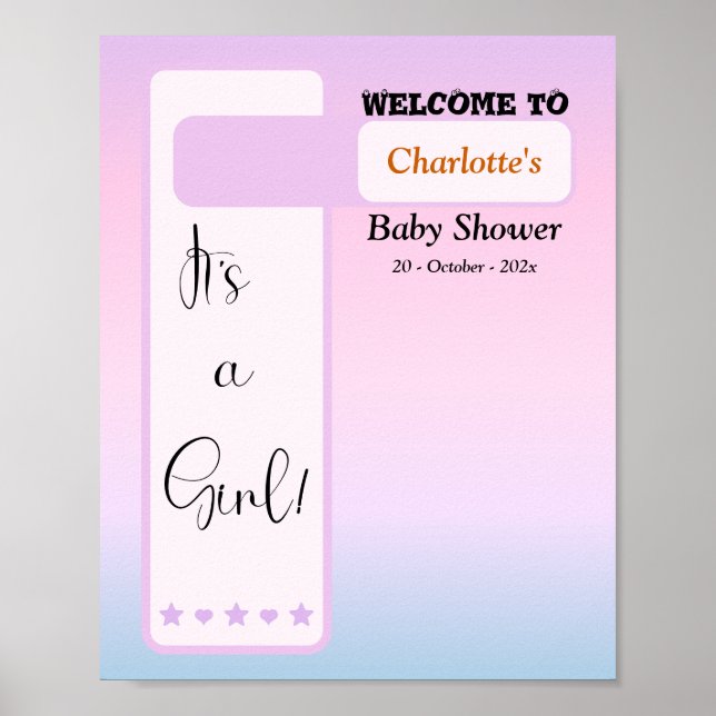 Poster Purple Gradient Cute Eyeball Baby Shower Welcome (Devant)