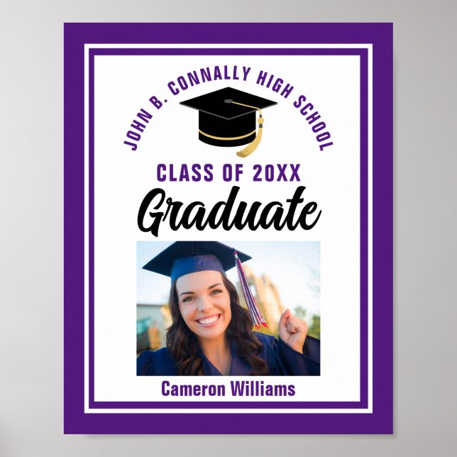 Poster Purple Graduation Customisée Graduate Photo Party (Devant)