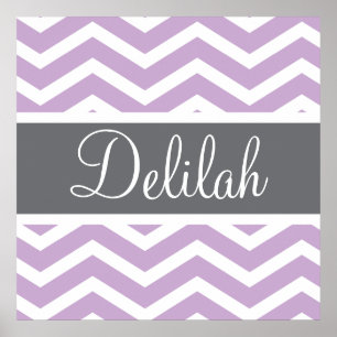 Poster Purple Grey Chevron personnalisé