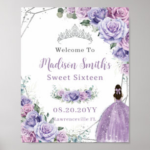 Poster Purple Lavender Floral Princess Sweet 16 Anniversa