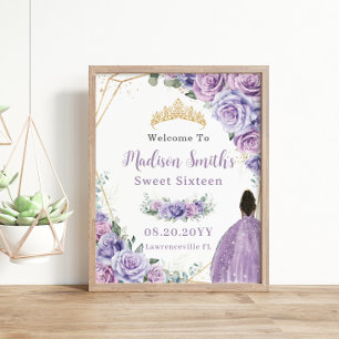 Poster Purple Lavender Roses Brown Princesse Anniversaire