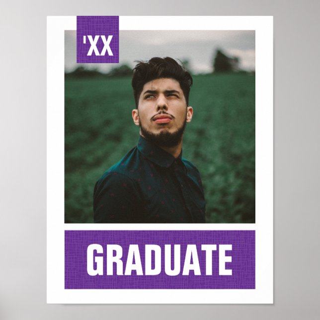 Poster Purple Modern Textured Photo Graduation (Devant)