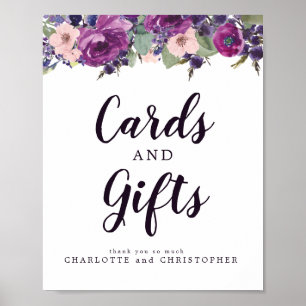 Poster Purple & Pink Floral Cards & Gifts Wedding Sign