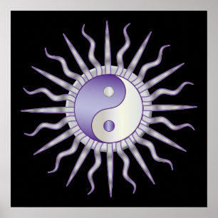 Poster Purple Starburst Yin Yang