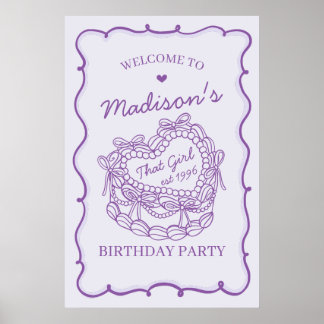 Poster Purple That Girl Coquette Gâteau d'anniversaire Bi