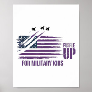 Poster Purple Up For Military Kids Distressed American Fl