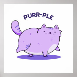 Poster Purr-ple Funny Fat Kitty Chat Pun