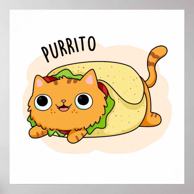 Poster Purrito Drôle Chat Burrito Pun (Devant)