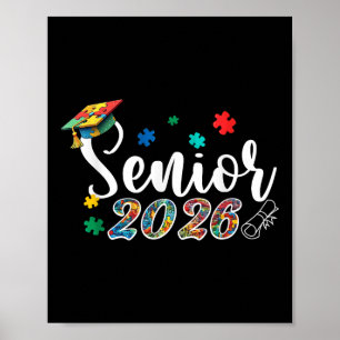 Poster Puzzle Autistique Autisme Graduation Senior 2026 B