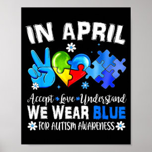 Poster Puzzle bleu, sensibilisation à l'autisme en avril,