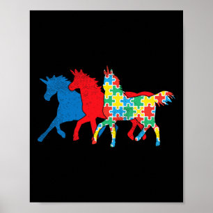 Poster Puzzle Blue Red Sensibilisation sur l'autisme Asl