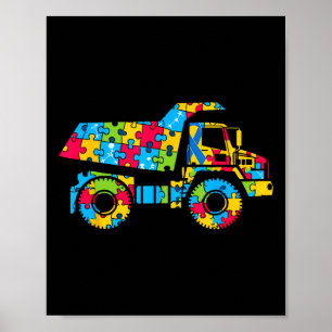 Poster Puzzle Camion à benne Autisme Sensibilisation Femm