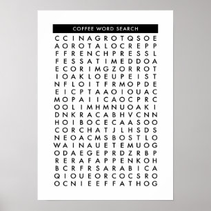 Poster puzzle de recherche de mot de café