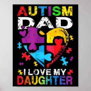 Poster Puzzle du coeur Autisme Papa J'aime ma fille Autis