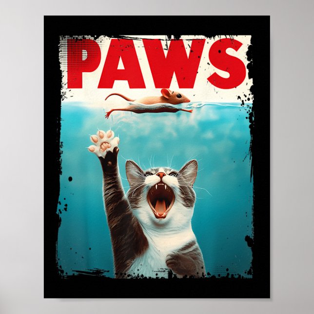 Poster Pws Chat Souris Parodie Chat Requin Chasse Souris  (Devant)