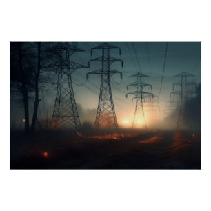 Poster Pylônes au Crépuscule