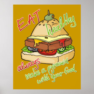 Poster pyramide de burger pour une alimentation saine