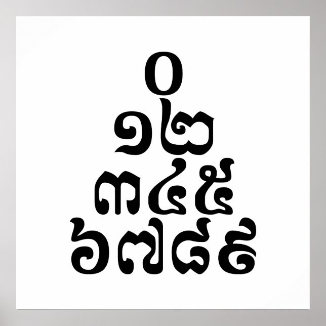 Poster Pyramide des nombres cambodgiens - 0 12 345 6789 K (Devant)