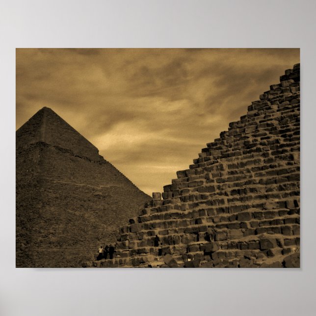 Poster Pyramides du coucher du soleil (Devant)