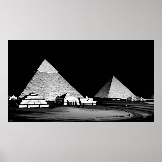 Poster Pyramides noires et blanches (Devant)