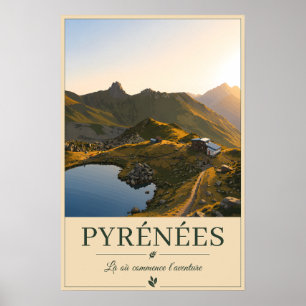 Poster Pyrénées France – Lake Illustrated Landscape