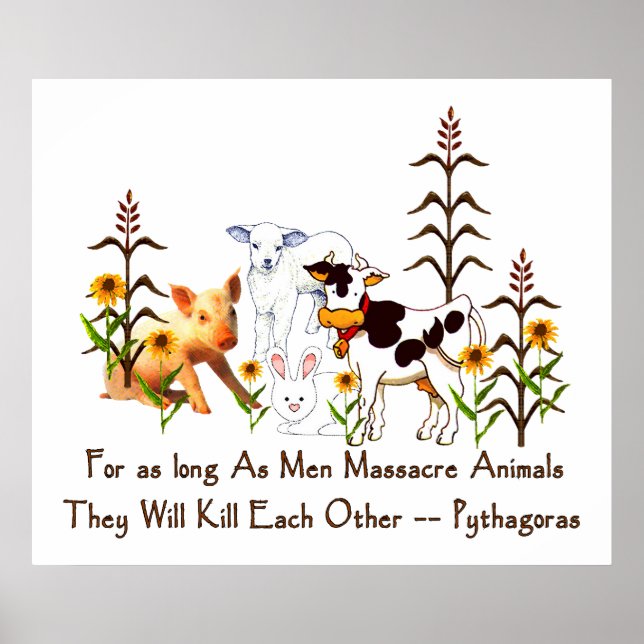 Poster Pythagore Citation végétarienne (Devant)