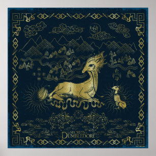 Poster Qilin Au Repos Tapisserie d'or