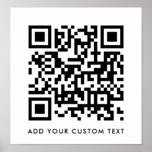 Poster QR Code Minimaliste Nettoyer Simple Blanc Texte Pe