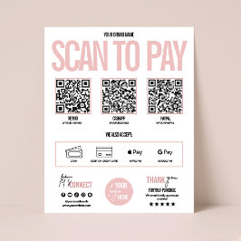 Poster QR Code Scan to Pay Payment Sign Venmo, Cashapp