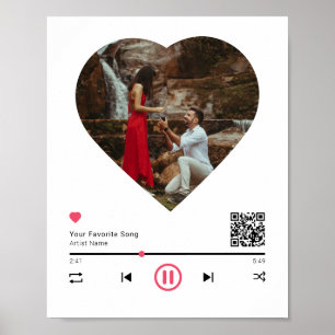 Poster QR Code Toute Chanson Personnalisée Couple Anniver
