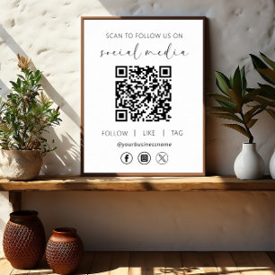Poster QR Code White Scan To Follow Us on Social Network