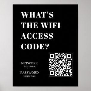 Poster QR WiFi noir personnalisé   Affichage du mot de pa
