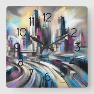 Poster Quadratische Wanduhr
