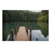 Quai en bois rustique au paysage du lac Forest