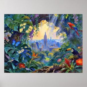 Poster Quand la faune observe Manhattan – Un paysage urba