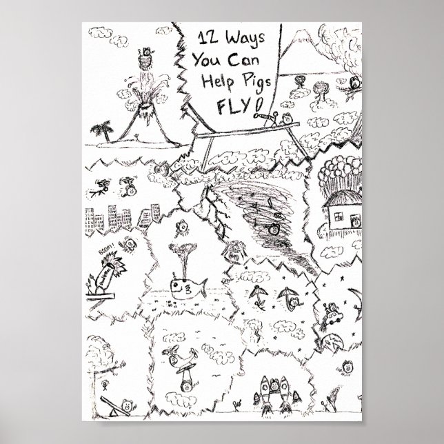 Poster Quand les cochons volent... 12 façons de les aider (Devant)