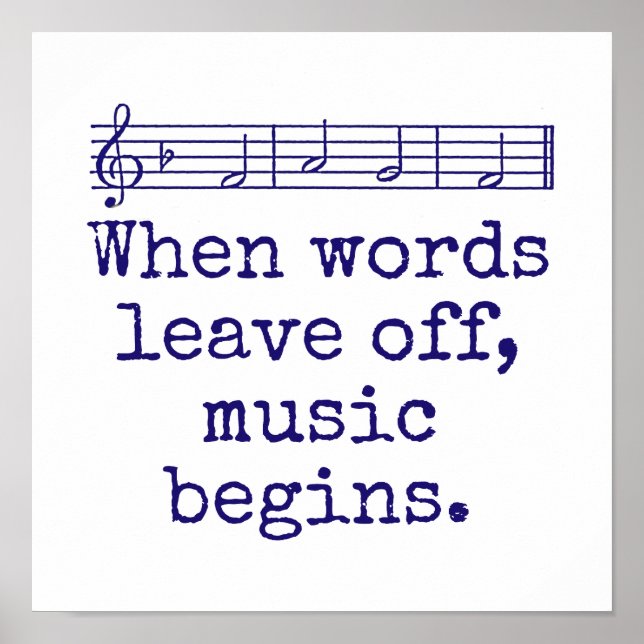 Poster Quand les mots quittent - Citation de musique (Devant)