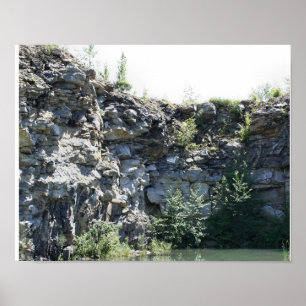 Poster Quarry Granit Rock Cliff Wall Pond Nature