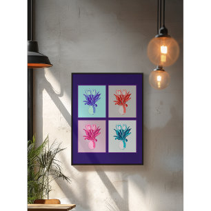 Poster Quartet floral pop art : Tulipes vibrantes dans un