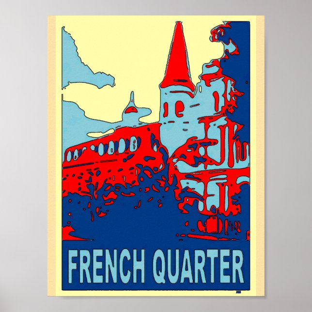 Poster Quartier français en bleu (Devant)