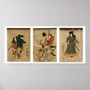 Poster Quatre Acteurs, Kuniyoshi Art japonais