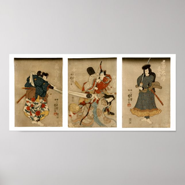 Poster Quatre Acteurs, Kuniyoshi Art japonais (Devant)