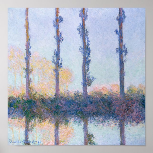 Poster Quatre arbres Claude Monet 1891 Art impressionnist (Devant)