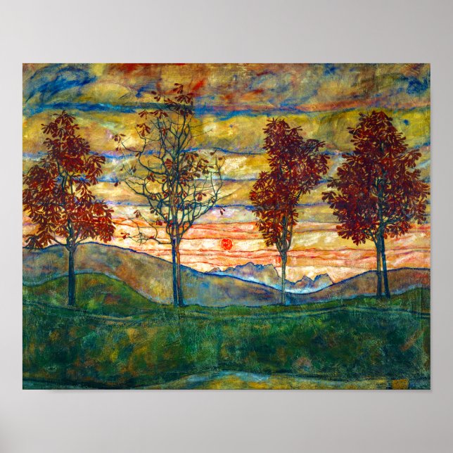 Poster Quatre arbres | Egon Schiele | (Devant)