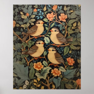 Poster Quatre Bébés mignons Oiseaux Nature Inspiré