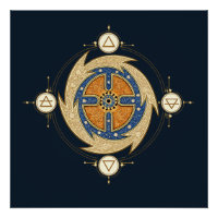 Quatre Éléments Mandala Marocain Géométrie Sacrée