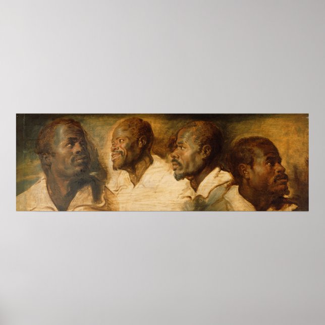 Poster Quatre études d'une tête masculine, Ruebens (Devant)