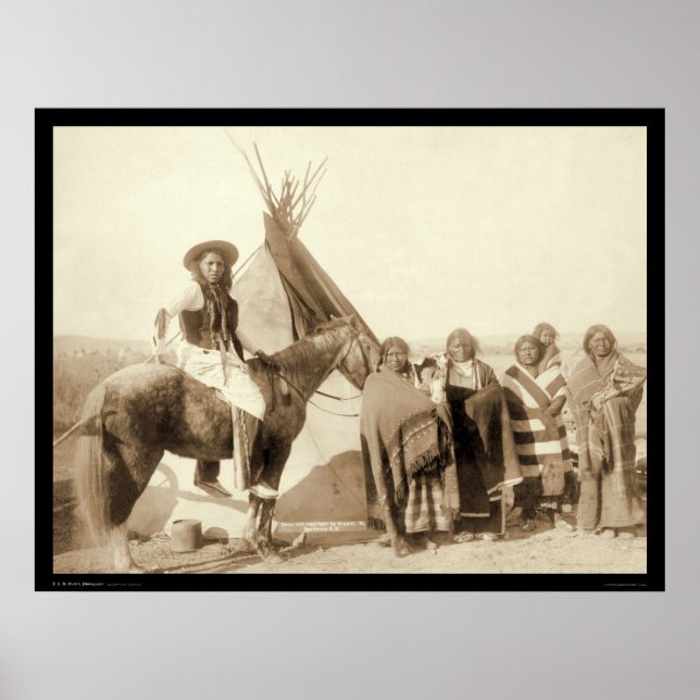 Poster Quatre femmes indiennes Lakota devant Tipi SD 1891 (Devant)
