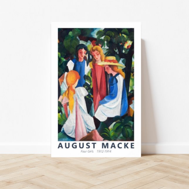 Poster Quatre filles par August Macke (affordable art, printable art, wall art, famous art, royalty free art, customizable art, fine art)